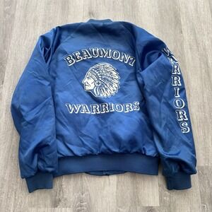 Vintage Beaumont Warriors Satin Starter Jacket Mens Small Blue Bomber USA Made
